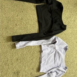 Amazon Long Sleeve Cropped Tops in Black and Light Purple